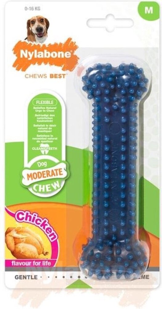 Nylabone Flexi Chew Gumabone – Getextureerd Dental Kauwbot voor Honden M
