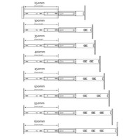 Volledig uittrekbare ladegeleiders 350mm standaard - 35KG