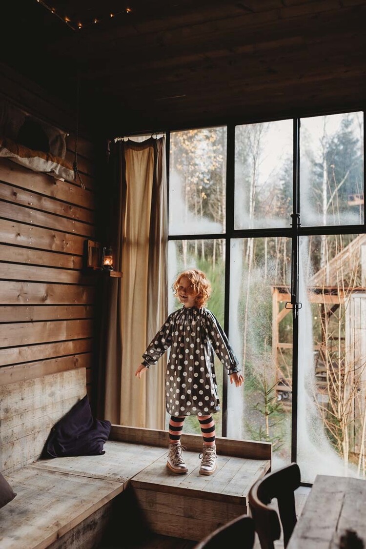 Sproet & Sprout Dress ruffle collar metallic dots