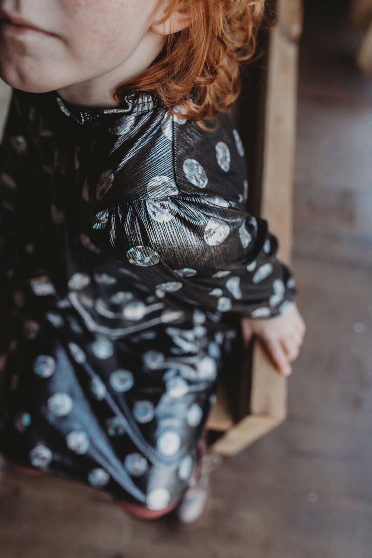 Sproet & Sprout Dress ruffle collar metallic dots