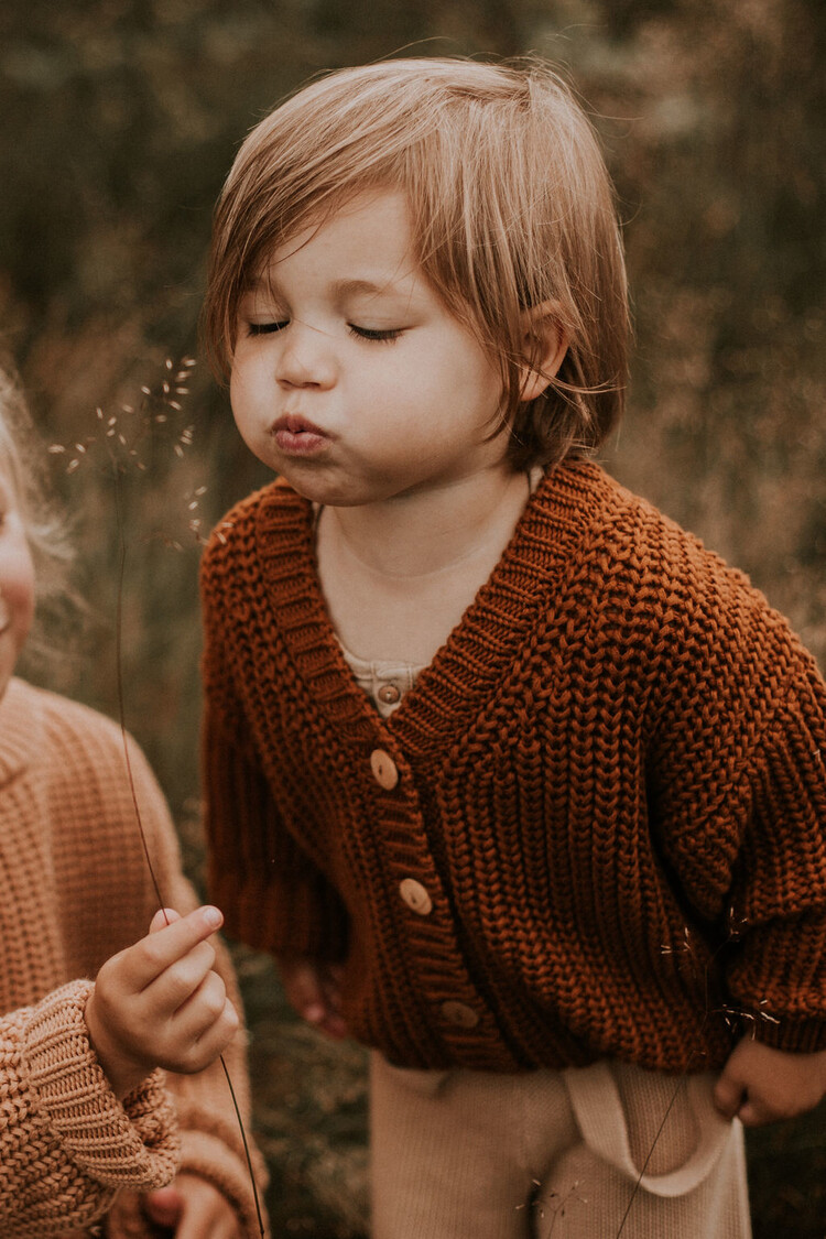 Yuki kidswear Chunky Knitted Cardigan - Rust
