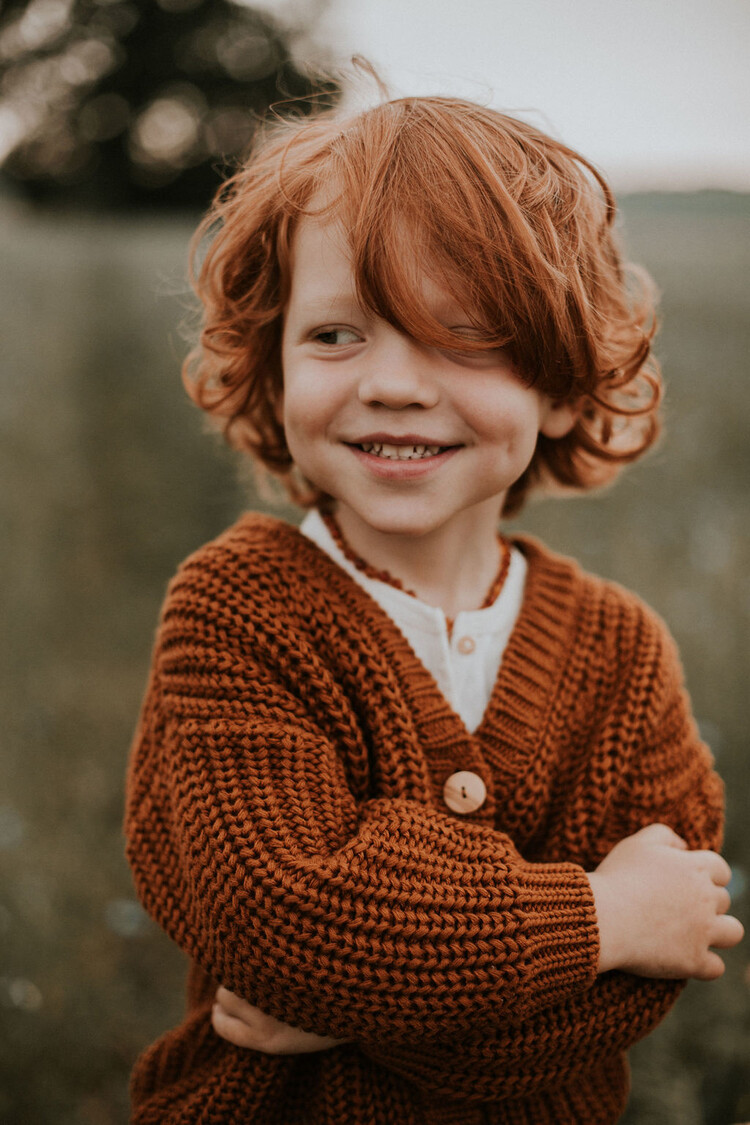 Yuki kidswear Chunky Knitted Cardigan - Rust