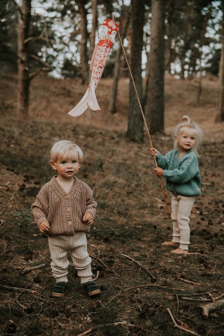 Yuki kidswear Chunky Knitted Cardigan - Fog
