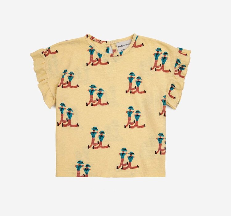 Bobo Choses Baby Dancing Giants all over ruffle T-shirt