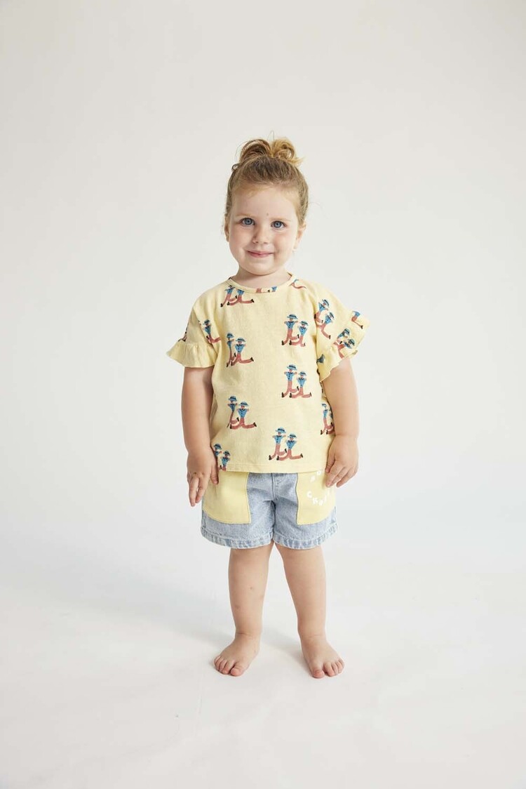 Bobo Choses Baby Dancing Giants all over ruffle T-shirt