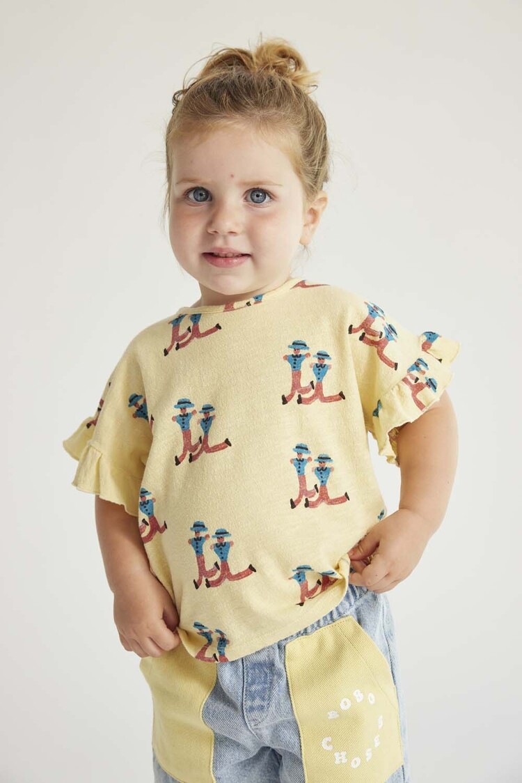 Bobo Choses Baby Dancing Giants all over ruffle T-shirt