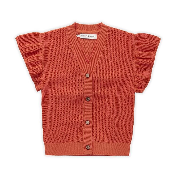 Sproet & Sprout Knitted girls cardigan - Coral