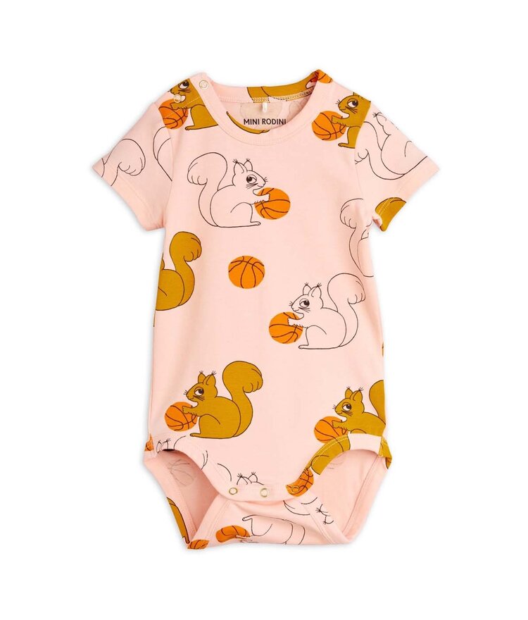 Mini Rodini Squirrels aop ss body - Pink