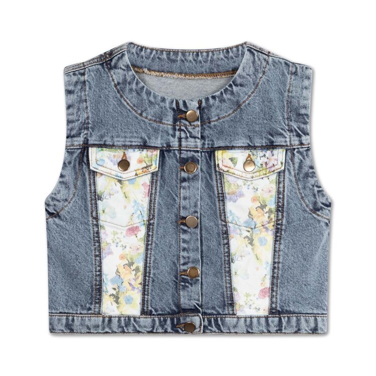 REPOSE AMS Bob Denim Waist Coat - Acid Color Block