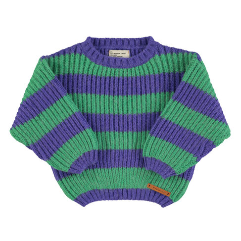 Piupiuchick Knitted sweater - Green & purple stripes