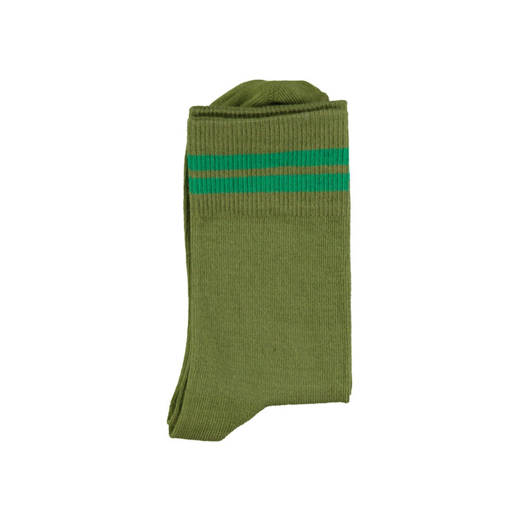 Piupiuchick Short socks - Olive green w/ green stripes