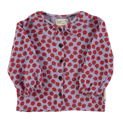 Piupiuchick Blouse w/ round collar - Lilac w/ red apples