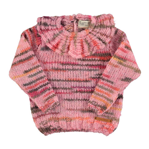 Piupiuchick Knitted sweater w/ collar - Multicolor pink