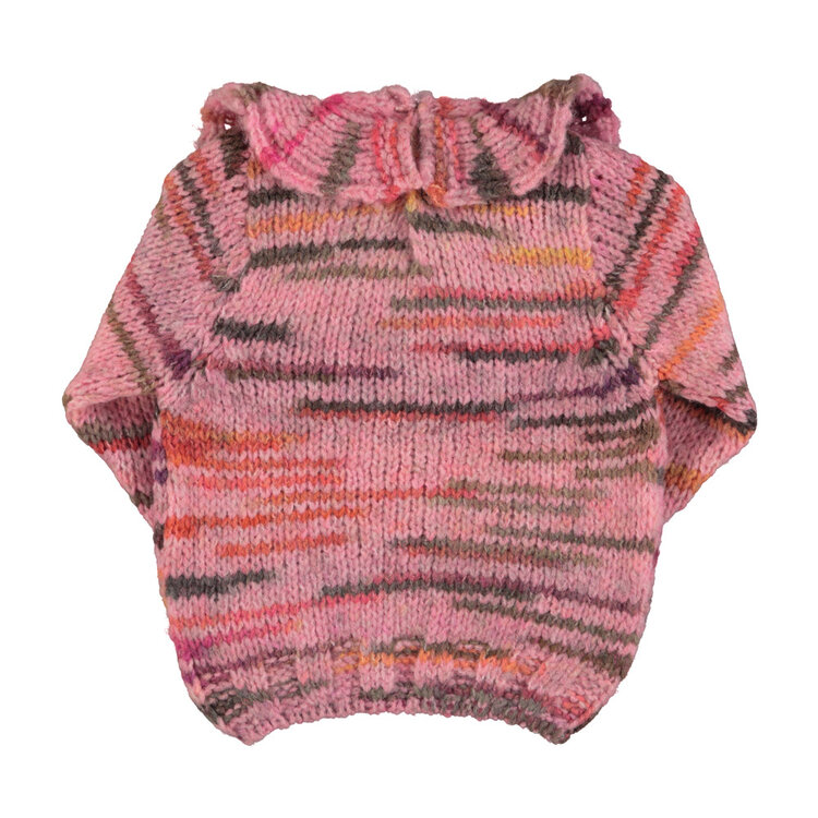 Piupiuchick Knitted sweater w/ collar - Multicolor pink