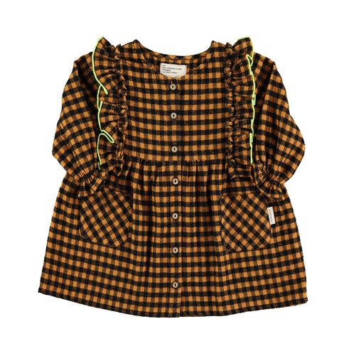 Piupiuchick Short dress - Camel & black vichy
