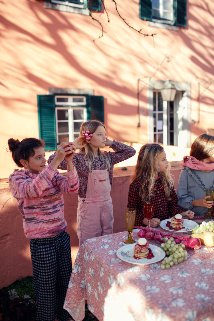Piupiuchick Knitted sweater w/ collar - Multicolor pink