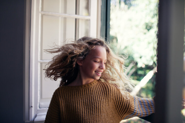 Piupiuchick Knitted sweater - Camel & gray stripes