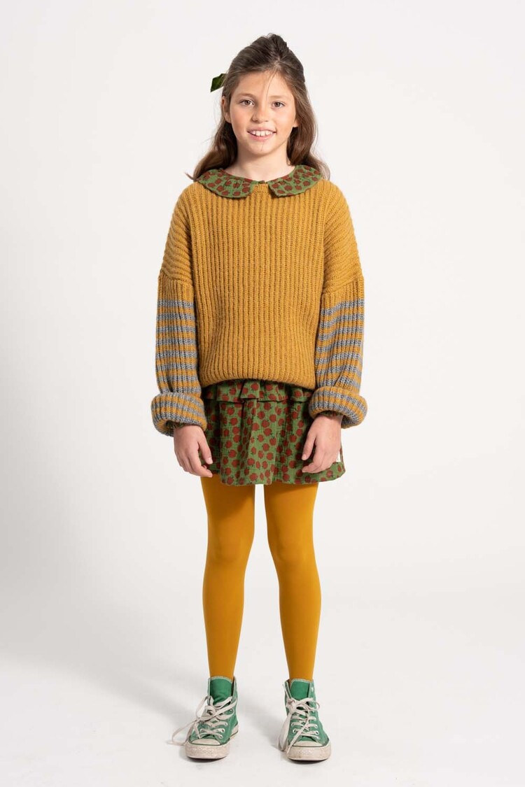Piupiuchick Knitted sweater - Camel & gray stripes