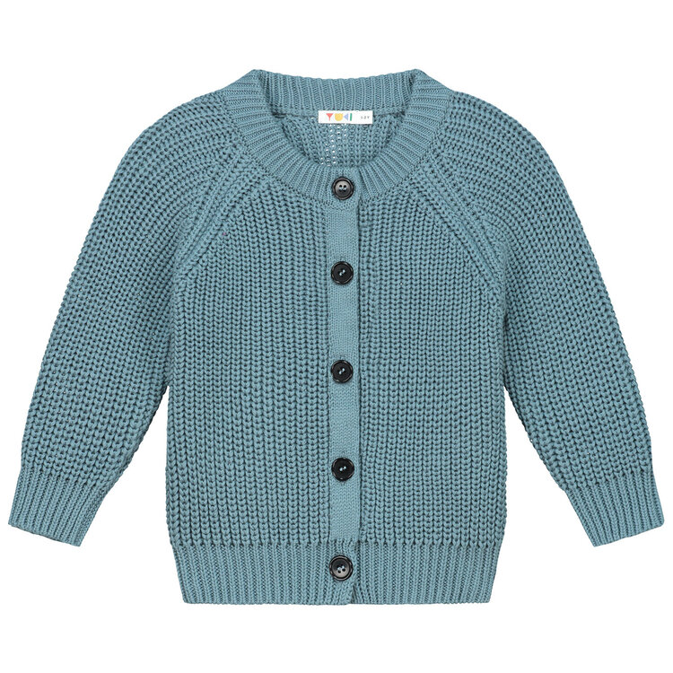 Yuki kidswear  Raglan Cardigan - WHALE BLUE