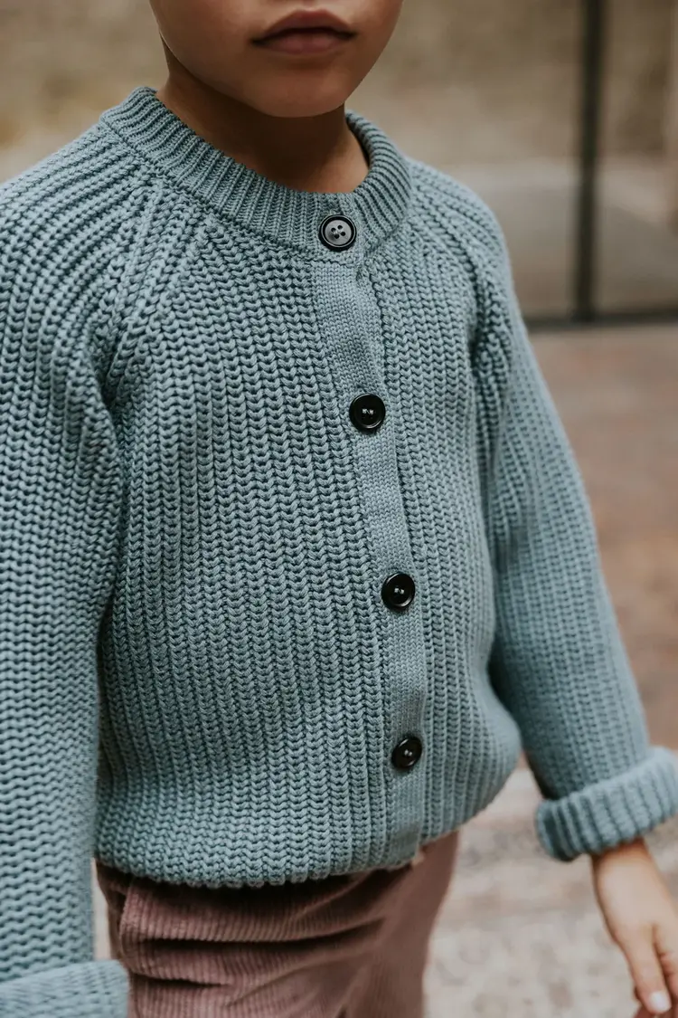 Yuki kidswear  Raglan Cardigan - WHALE BLUE