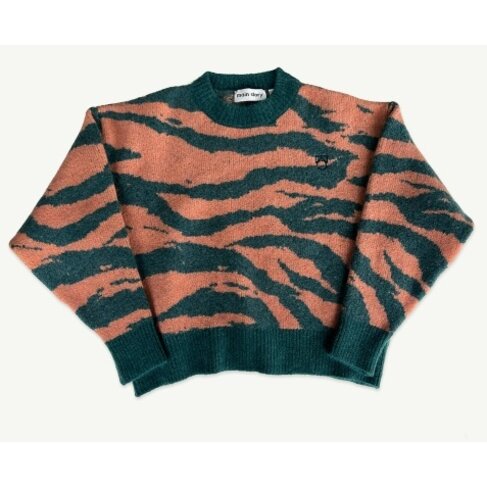 Main Story UK Jacquard Sweater - Teal & Coral Animal Knit