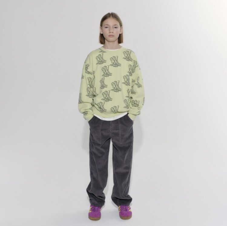 Main Story UK Bubble Sweatshirt -  Lily Green Printed Fleece