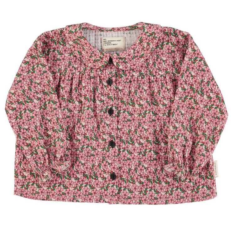 Piupiuchick Peter pan collar blouse | Pink flowers