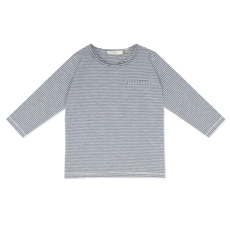Phil & Phae Pocket tee l/s stripes - denim blue
