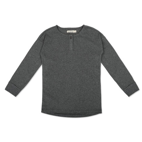 Phil & Phae Rib henley top l/s - dark grey melange