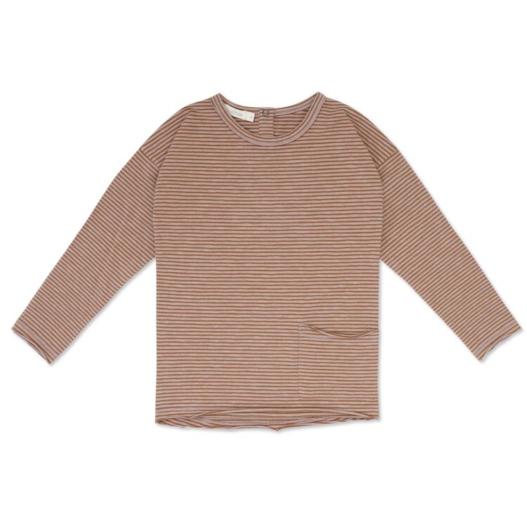 Phil & Phae Drop-shoulder top l/s stripes - sepia brown
