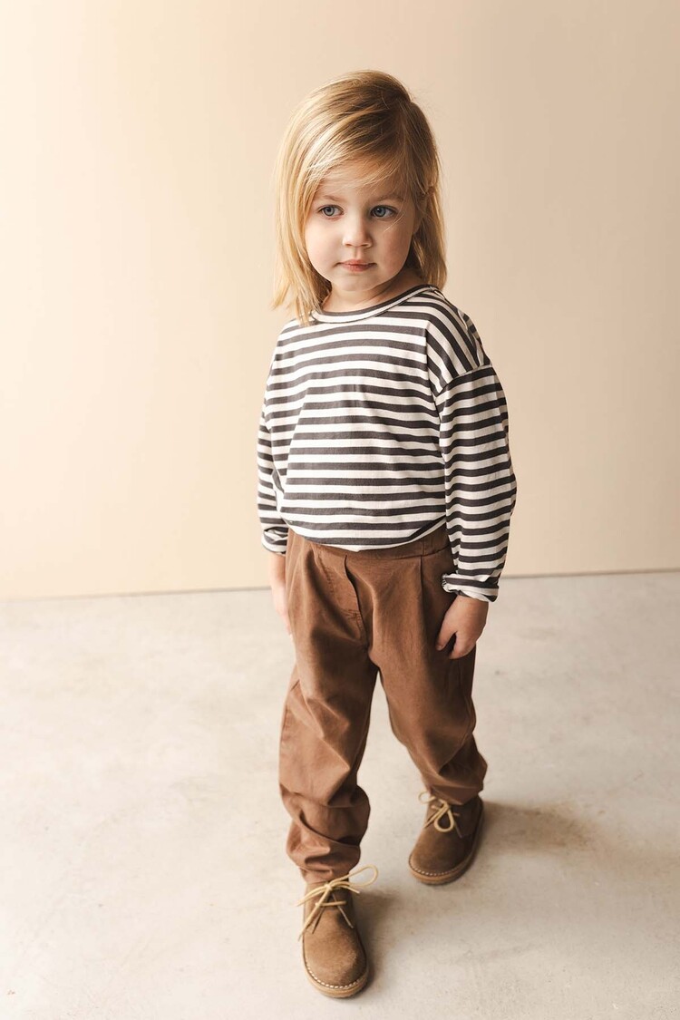 Phil & Phae Oversized tee l/s stripes - Graphite