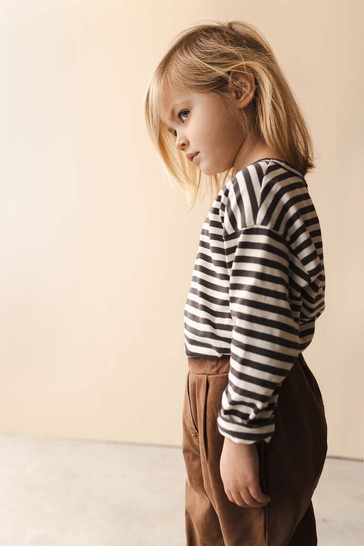 Phil & Phae Oversized tee l/s stripes - Graphite