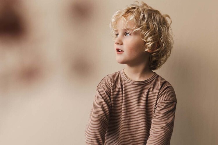 Phil & Phae Drop-shoulder top l/s stripes - sepia brown