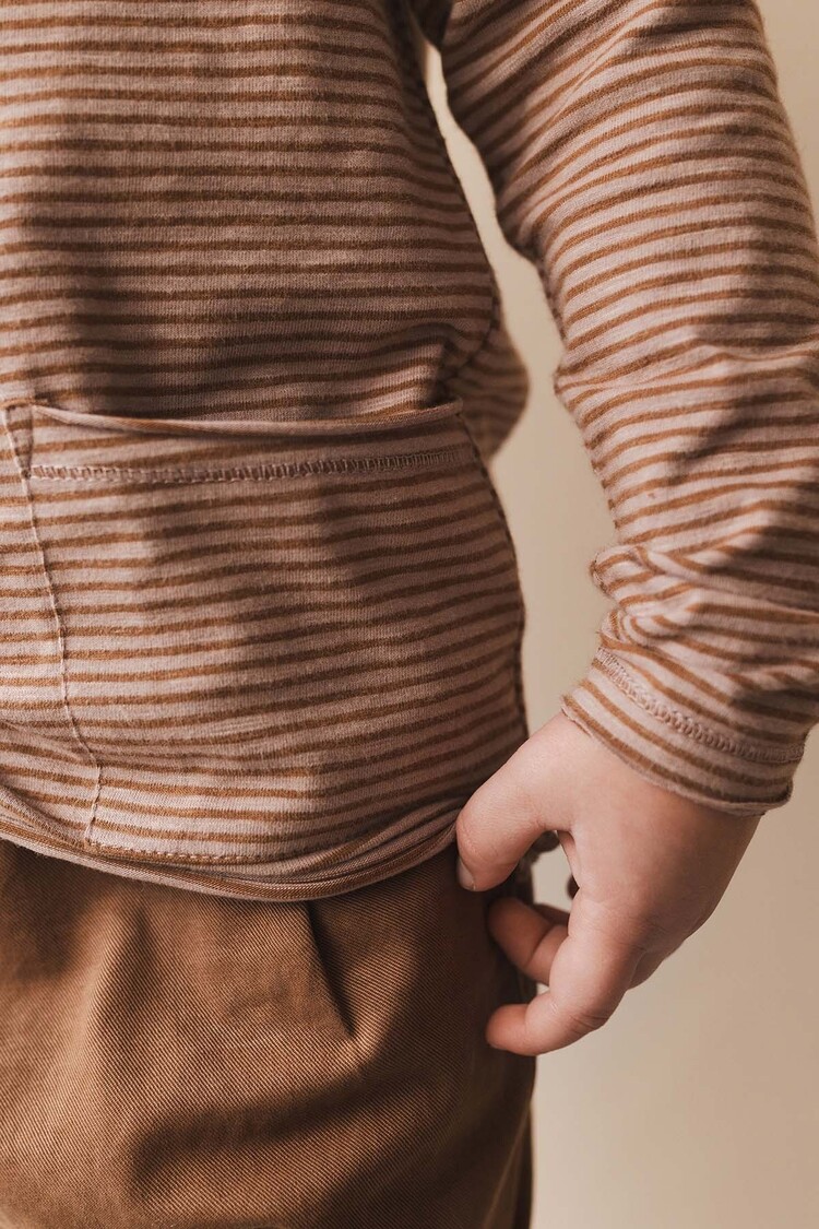 Phil & Phae Drop-shoulder top l/s stripes - sepia brown