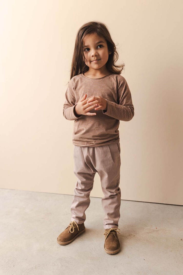 Phil & Phae Drop-shoulder top l/s stripes - sepia brown