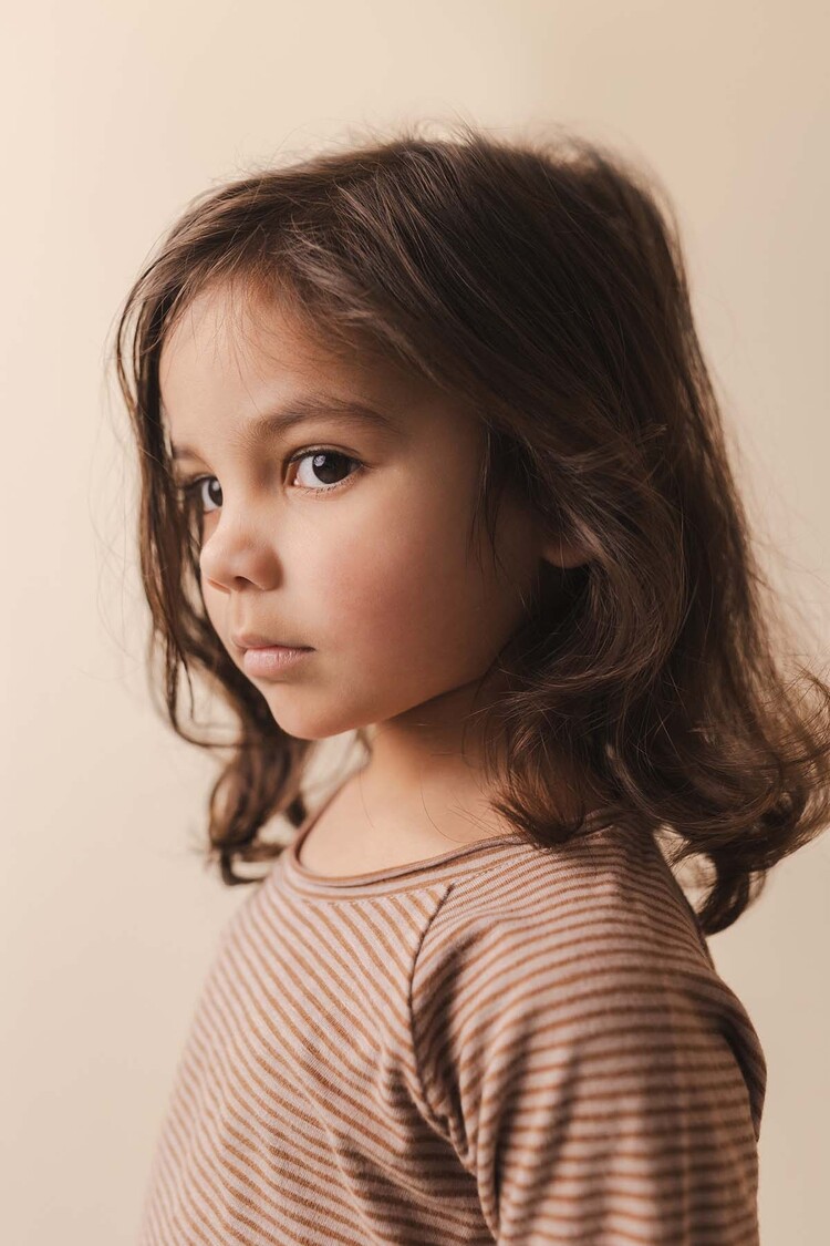 Phil & Phae Drop-shoulder top l/s stripes - sepia brown