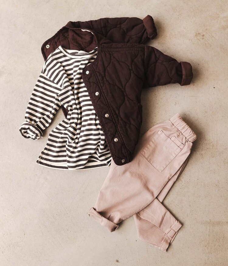 Phil & Phae Oversized tee l/s stripes - Graphite