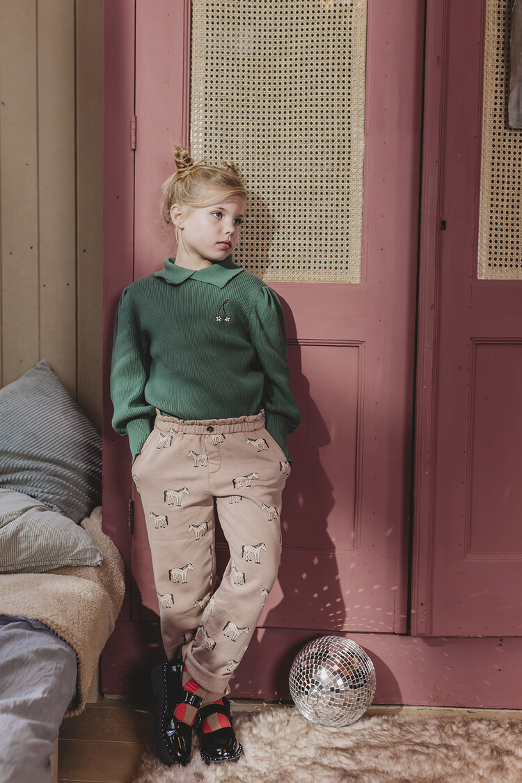 Sproet & Sprout Chino Paperbag Horses Print - Praline