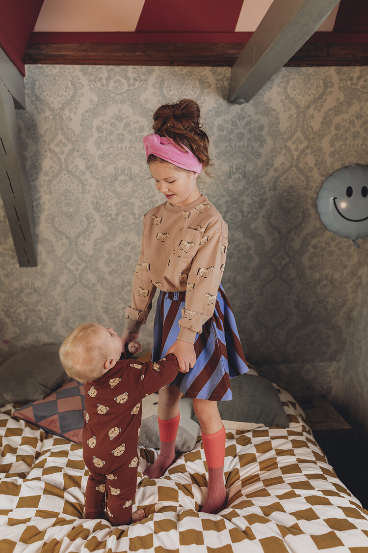 Sproet & Sprout Sweatshirt Pocket Horses Print - Praline