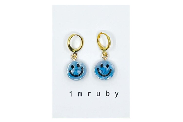 Imruby - haar accessoires IZZY smiley drop earrings
