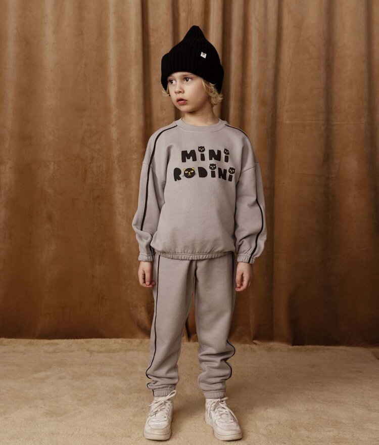 Mini Rodini Plain Piping Sweatpants - Grey