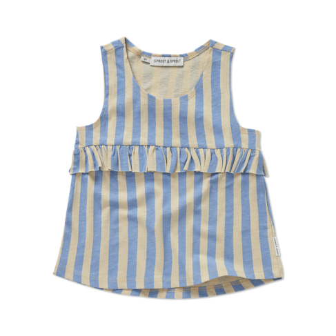 Sproet & Sprout Ruffle Singlet Stripes - Sesame