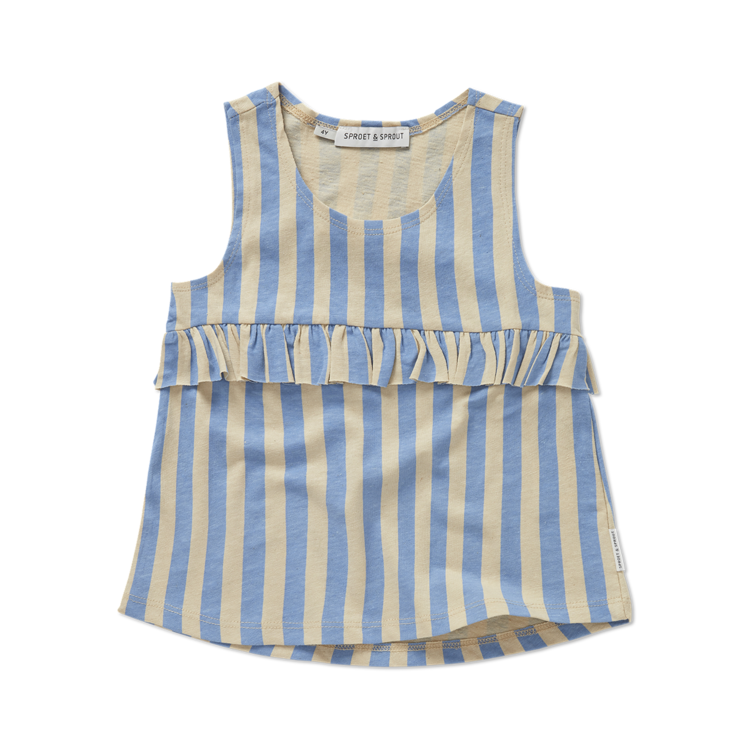 Sproet & Sprout Ruffle Singlet Stripes - Sesame