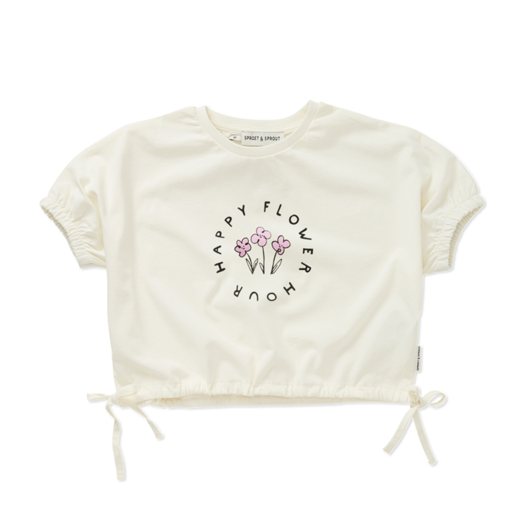 Sproet & Sprout T-shirt Boxy Happy Flower - Off-White
