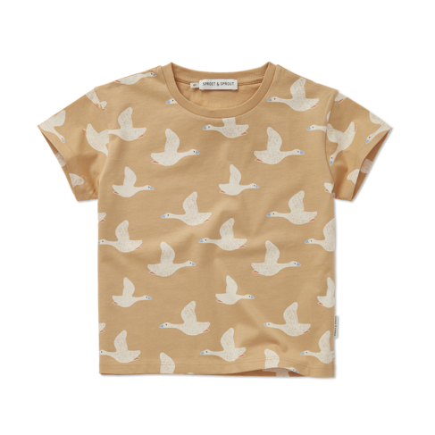 Sproet & Sprout T-shirt Goose Print - Nectarine