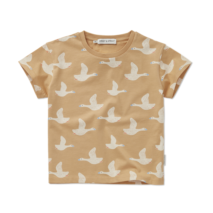 Sproet & Sprout T-shirt Goose Print - Nectarine