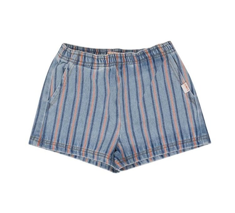 Tinycottons Stripes Multicolor Short - Light Blue