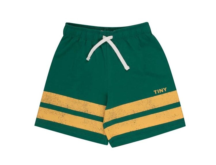 Tinycottons Stripes Logo Short - Dark Emerald