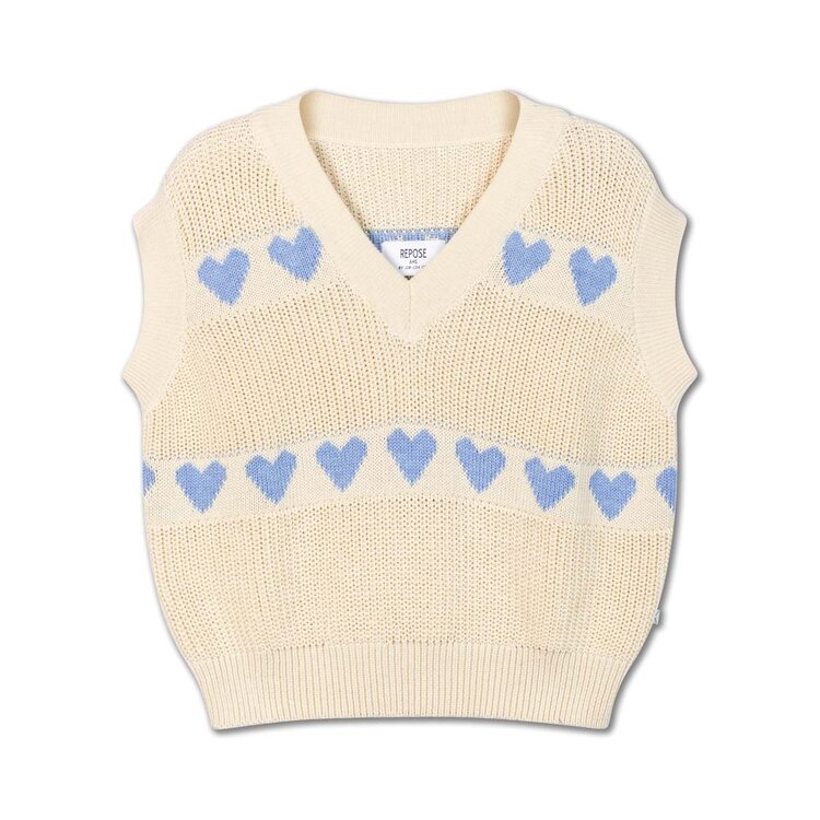 REPOSE AMS Knit Spencer - Summer Day Blue Hearts