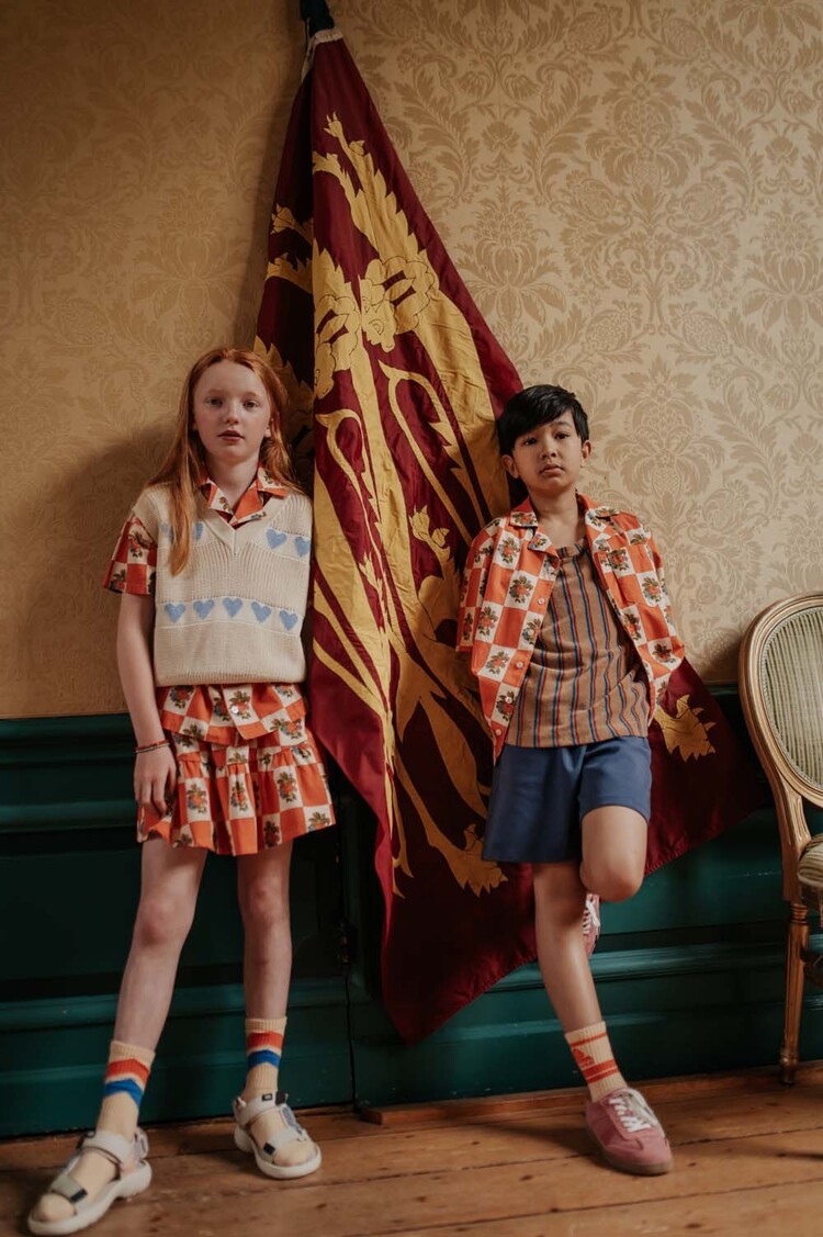 REPOSE AMS Knit Spencer - Summer Day Blue Hearts